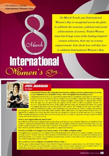 Interview on International Womans Day Featured in PERFECT WOMAN FASHION & LIFESTYLE Magazine