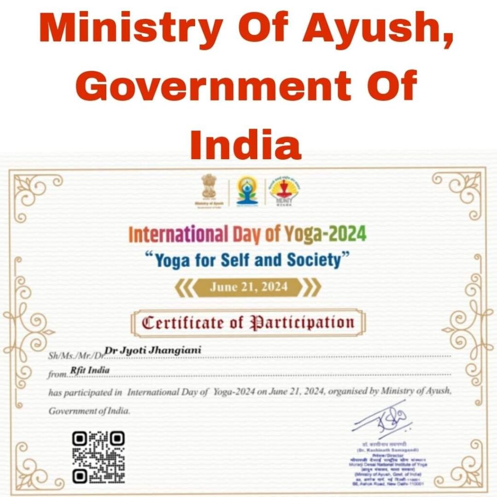 Ministry of Ayush, Government of India Yoga Certificate 2024